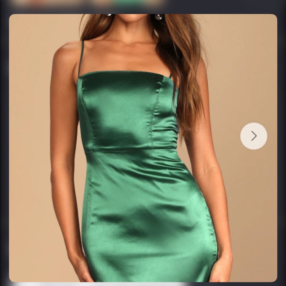 Lulu's Emalee Emerald Green Satin Bodycon Mini